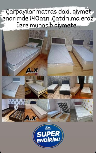 Новый, Односпальная кровать, Без подьемного механизма, С матрасом, Без выдвижных ящиков, Азербайджан