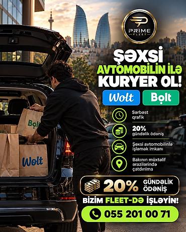bağda işləmək: Sürücü-kuryer tələb olunur, Şəxsi nəqliyyat vasitəsi ilə, Gündəlik ödəniş, Təcrübəsiz — 1