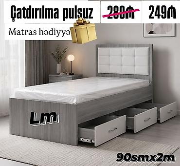 tək matras: - Tək nəfərlik çarpayı, ölçü: 90 sm x 200 sm - Alt hissədə 3 ədəd — 1