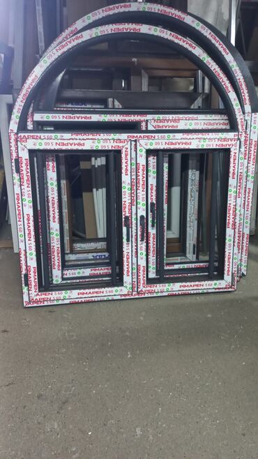 Pəncərələrin quraşdırılması, montajı: Plastik yumru pəncərələr. Ağ. Boz. Kariçnivi. Tund — 20