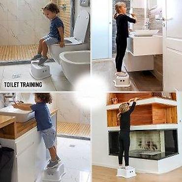 Ostali dečiji nameštaj: Dečija dvostepena pomoćna stolica/step stool za kupatilo i kuhinju - — 14