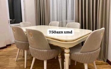 Masa və oturacaq dəstləri: Qonaq otağı üçün, Açılmayan, Oval masa, 6 stul