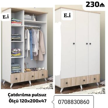 sumqayit dolab: Yeni, Açılan, 3 qapılı Qarderob, paltar dolabı