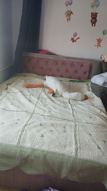 спальный кровать бу: Эки кишилик керебет, Колдонулган, Матрасы бар, Жыгач, узуну - 2 см