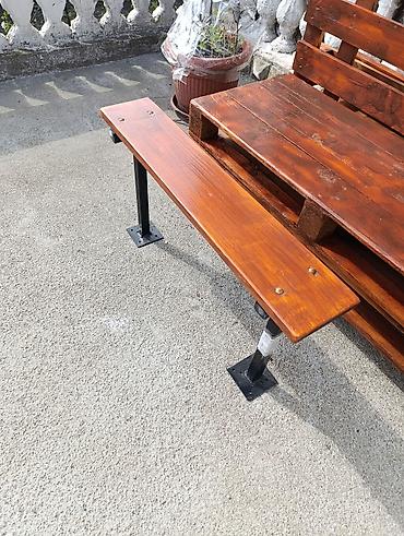 Stilski klub stolovi: Drveni sto sa metalnim nogama – ručni rad - Gornja ploča: masivno — 16
