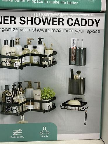 хранение: Настенный органайзер для душа (shower caddy) - Комплект полок и — 1