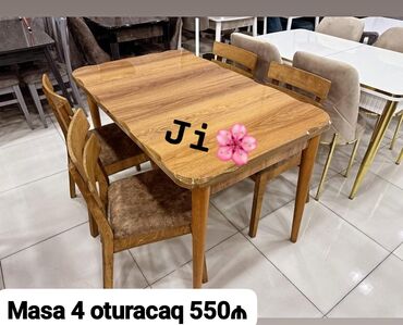 taxta gul qablari: Для кухни, Нераскладной, Прямоугольный стол, 4 стула at lalafo.az taxta gul qablari: Для кухни, Нераскладной, Прямоугольный стол, 4 стула