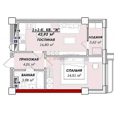 flat osh: 1 комната, 43 м², Азия Молл Элитка, 12 этаж, ПСО (под самоотделку) — 3