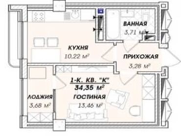 Продажа квартир: 1 комната, 35 м², Элитка, 10 этаж, ПСО (под самоотделку)