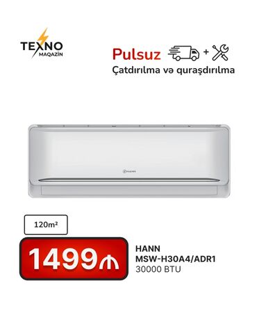 kondisioner balaca: Kondisioner 100-dən çox kv. m, Split sistem, Kredit yoxdur, Pulsuz quraşdırılma