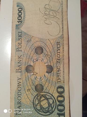 İncəsənət və kolleksiyalar: Məhsul: Polşa banknotu – 1000 Złoty (Tysiąc złotych) Təsvir: - Ön — 2