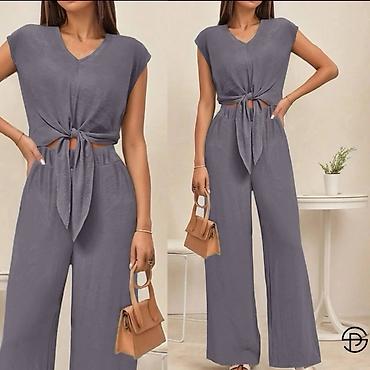 lakovane helanke: Ženski komplet – top i pantalone širokih nogavica S M L XL 2XL 3XL — 3