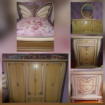 Двуспальная кровать, Шкаф, Трюмо, 2 тумбы, Румыния, Б/у