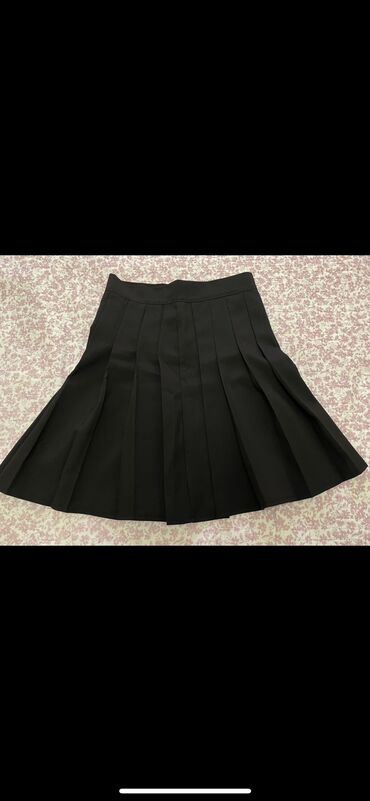 сатиновая юбка: Школьная форма, цвет - Черный, Новый