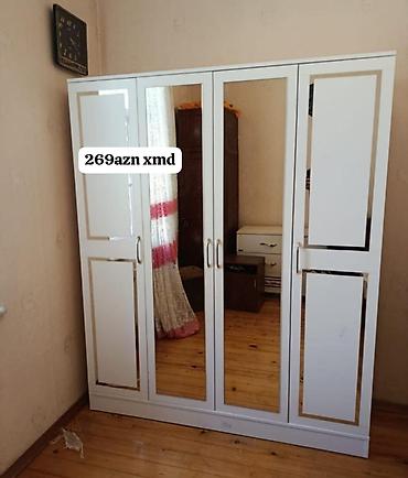 qarderob modelleri: Dörd qapılı paltar şkafı – güzgülü model - Ön hissə: 2 ədəd boy — 7