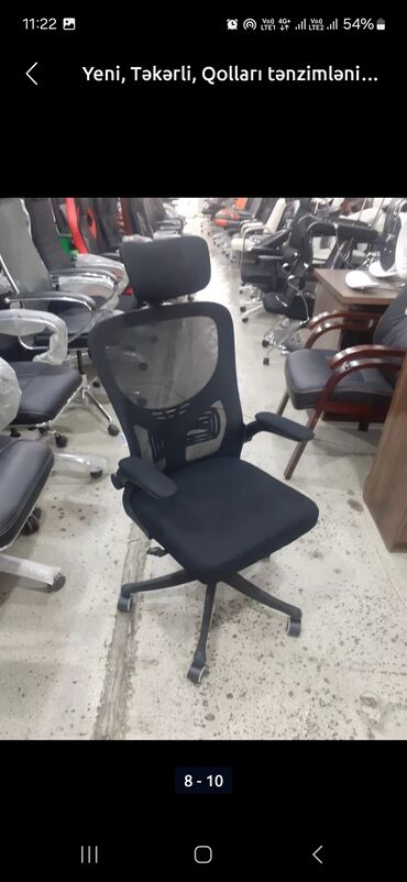 Ofis və oyun kresloları: Yeni, Təkərli, Qolları tənzimlənmir, Parça — 25