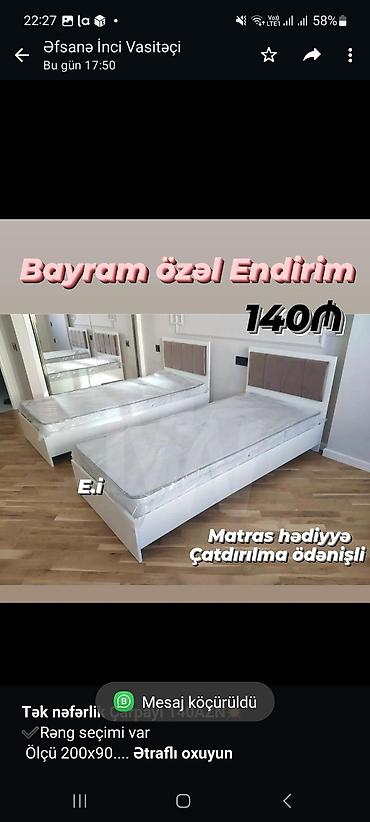 matras sifarisi: *Tək nəfərlik Çarpayı 140AZN💥* ✔️Rəng seçimi var Ölçü 200x90 — 3