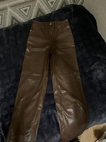 push up helanke: Qadın şalvar və leggins dəsti - Dəri effektli şalvar: qəhvəyi rəng — 1