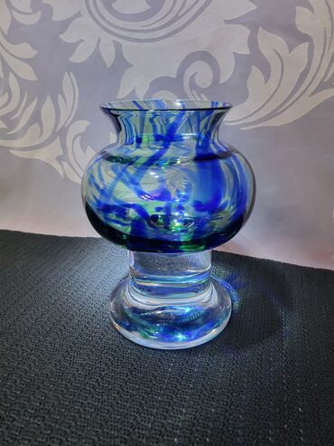 Ostali antikviteti: Svecnjak rucni rad tkz morsko staklo Bjorna Ramela Svedska iz 70ih — 10