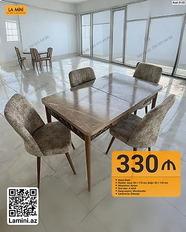 Mebel: Məhsul: Masa Dəsti (Kod: 3135) - Masa ölçüləri: açıq 80×170 sm, bağlı — 1