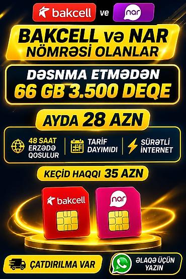 nar saatliq internet paketi: Bakcell və Nar nömrələri üçün xüsusi təklif! - Dəyişmədən: 66 GB — 1