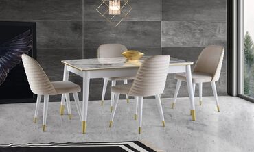 ev ucun stol stul: Qonaq otağı üçün, Yeni, Açılan, Oval masa, 4 stul, Azərbaycan