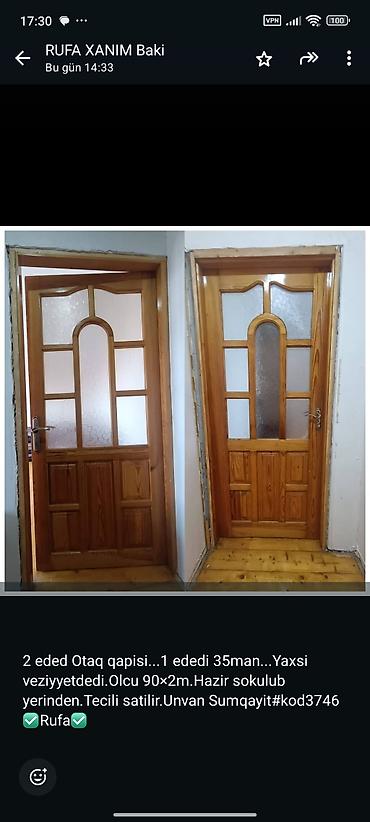 evdən: Məhsul: Otaq qapıları (2 ədəd) - Material: Ağac, dekorativ şüşə — 1