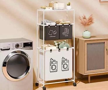 lavabo s ormaricem: Višenamenska polica za veš sa točkićima, dizajnirana za lakšu — 3