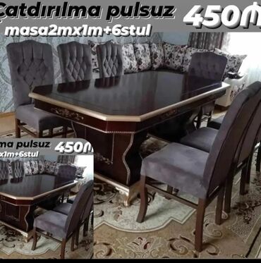 старые стулья: Qonaq otağı üçün, Yeni, Açılmayan, Dördbucaq masa, 6 stul