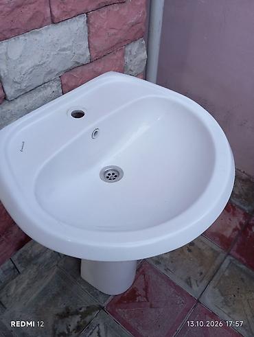 hamam xoncasi: Ayaqüstü keramika əl-üz yuma çanağı (pedestal lavabosu) - Material — 1