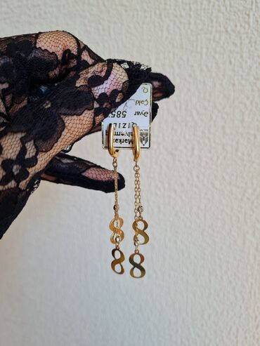 Sırğalar: Sırğa, Sarı qızıl, 585 Əyar, 3 g, Ünvandan götürmə — 3