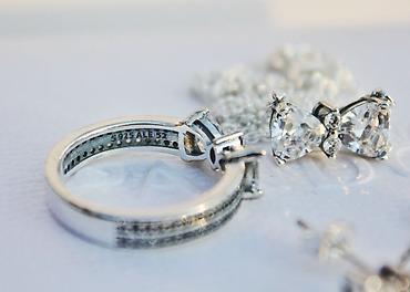 Бижутерия: Нежный набор с белыми камушками💎 в виде бантиков 🎀 от Pandora🥰 — 7