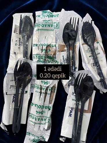 Birdəfəlik qablar: Birdəfəlik çəngəl–qaşıq dəstləri (paketlənmiş) - Hər dəst — 3
