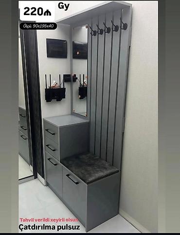 sdullar: Dəhliz üçün çoxfunksiyalı giriş dolabı və asılqan sistemi - Rəng: boz — 1