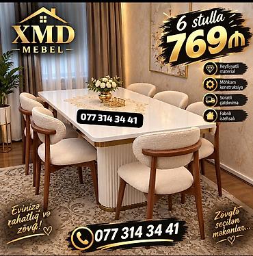 XMD Mebel – Yemək masası dəsti - Komplekt: yemək masası + 6 ədəd stul
