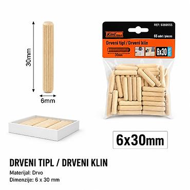KMT Drveni tipl / drveni klin 6×30 mm – set 65 kom Opis: - Praktičan