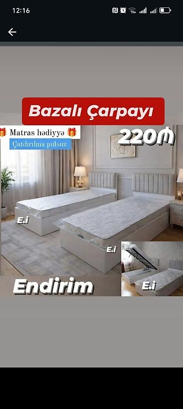 matras satilir: Bazalı çarpayı - Yuxarı qalxan mexanizmli baza: geniş saxlama yeri - — 1