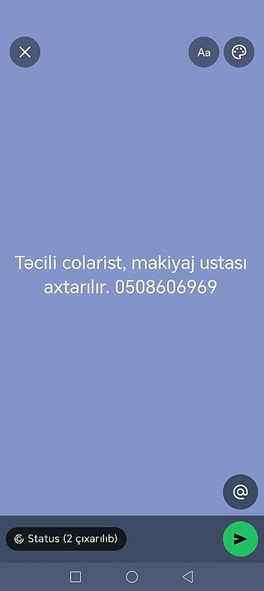 Работа: Təcili vakansiya: salon üçün saç rəng üzrə kolorist və peşəkar makiyaj — 1