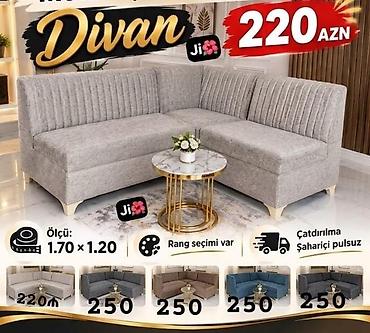 Künc divan – müasir dizayn - Ölçü: 1.70 × 1.20 m - Rəng seçimi var