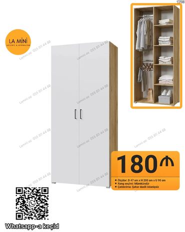 шкаф в прихожую: Açılan, 2 qapılı Düz dolab, Qarderob, paltar dolabı