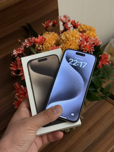 Apple iPhone: IPhone 15 Pro, 256 GB, Natural Titanium, Simsiz şarj, Face ID, Sənədlərlə