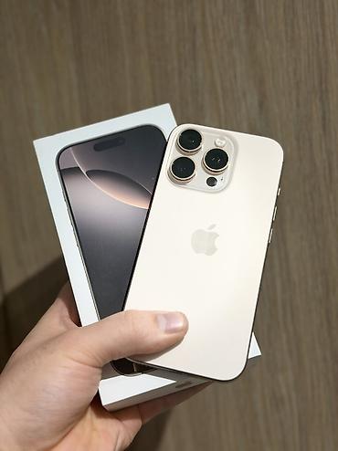 Уюлдук телефондор жана аксессуарлар: IPhone 16 Pro, Колдонулган, 256 ГБ, Desert Titanium, Куту, 90 % — 1