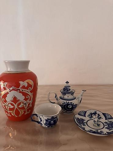 китайский фарфор: Набор декоративной керамики и фарфора: - Ваза: крупная — 1