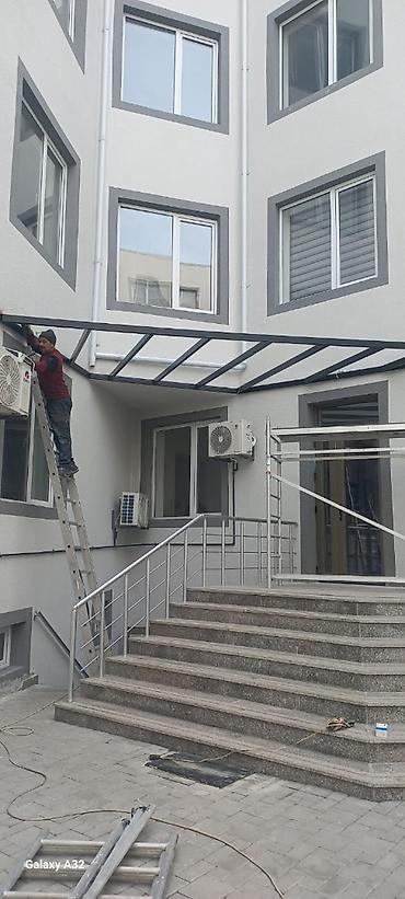 Metal karkaslı yağış/sərinləmə vizoru (şəffaf dam örtüyü üçün hazır