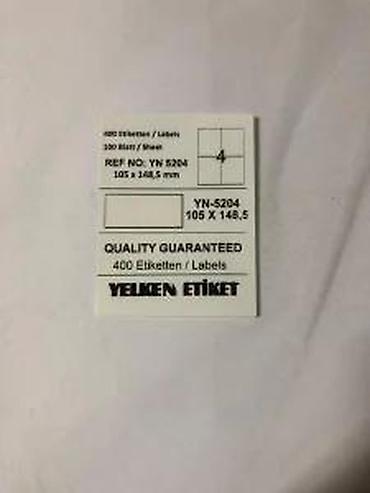 Reklamiranje, štampanje: Samolepljive A4 etikete – Yelken Etiket YN-5102 - Format lista: A4 - — 13