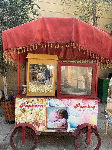 hazir biznes restoran: Vitrin pambig aparati popcorn aparati 3 u bir yerde satilir 3 de