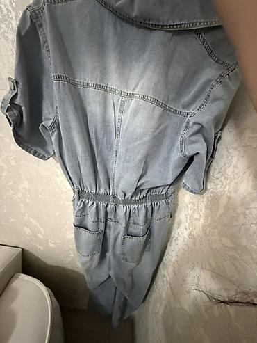 tulum cins: Denim kombinezon - Material: açıq mavi yuyulmuş denim (pambıq — 1
