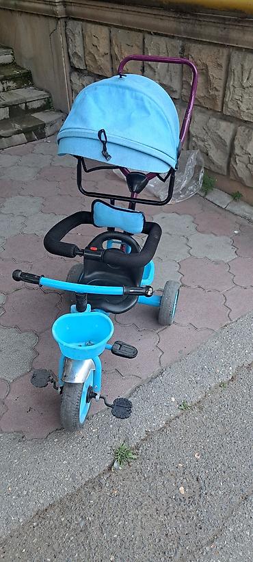 kalyaskalar: Uşaq üçtəkərli velosiped, kalyaska – mavi rəng - Valideyn üçün arxa — 1