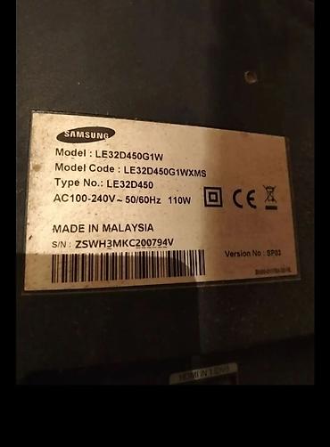 TV və video: Samsung 32" LCD TV — LE32D450 seriyası - Model: LE32D450G1W (Type No — 4