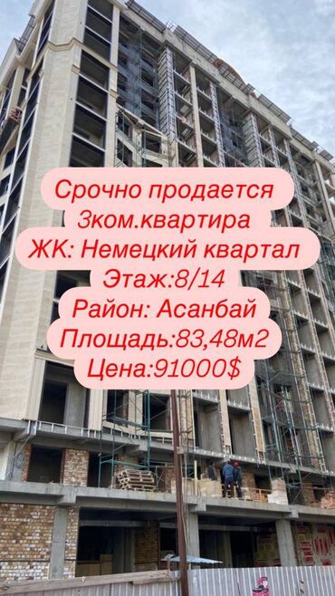 Продажа квартир: 3 комнаты, 83 м², Элитка, 8 этаж, ПСО (под самоотделку)